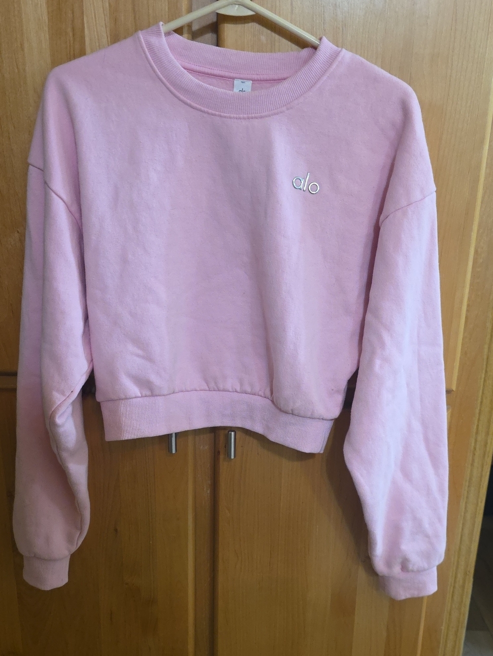 ALO Yoga Light Pink Cropped Crew Sweatshirt Sz Medium